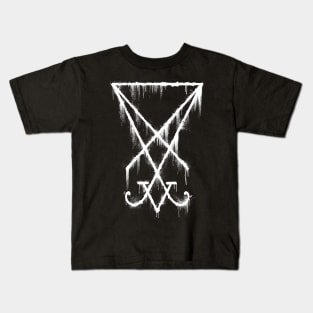 Lucifer Sigil - The Devil's Symbol White Grunge Kids T-Shirt